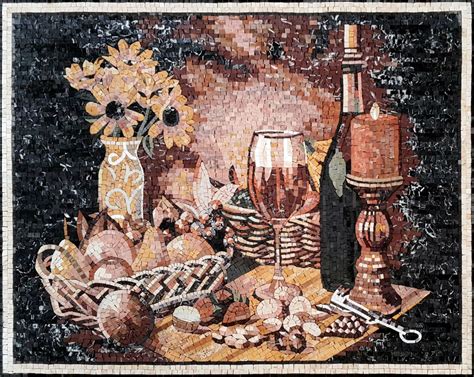 Candlelit Still Life Mosaic Mosaic Natural