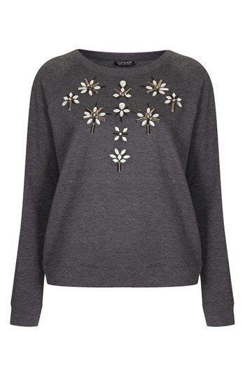 Topshop Embellished Cotton Blend Sweater Nordstrom Embellished