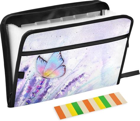 Lavender Butterfly Expanding File Folders 13 Pocket