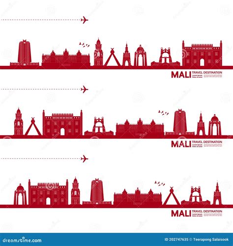 Mali Famous Landmarks Infographic Templates For Traveling Minimal Style