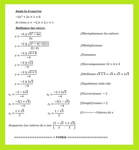 Resuelve La Siguiente Ecuación Utilizando La Fórmula General De La