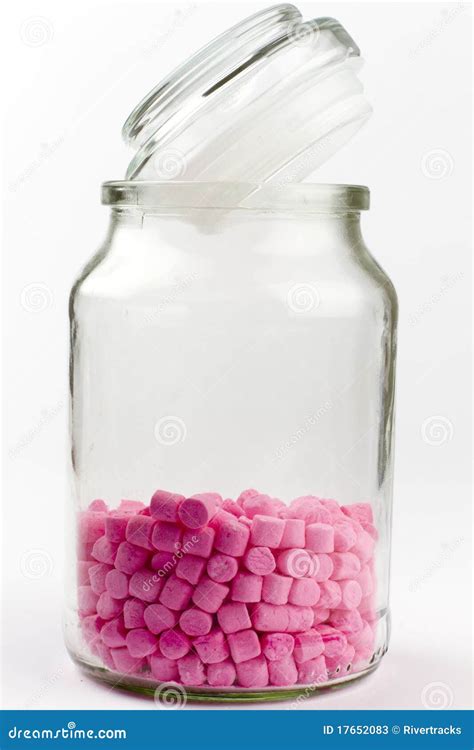 Glass Jar Filled With Pink Candy Stock Image Image Of Musk Coated 17652083