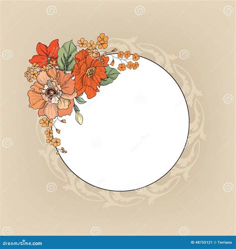 Flower Frame Floral Vintage Border Flourish Victorian Style Stock