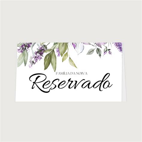 Placa Reservado Casamento Lavanda Arte Digital Elo