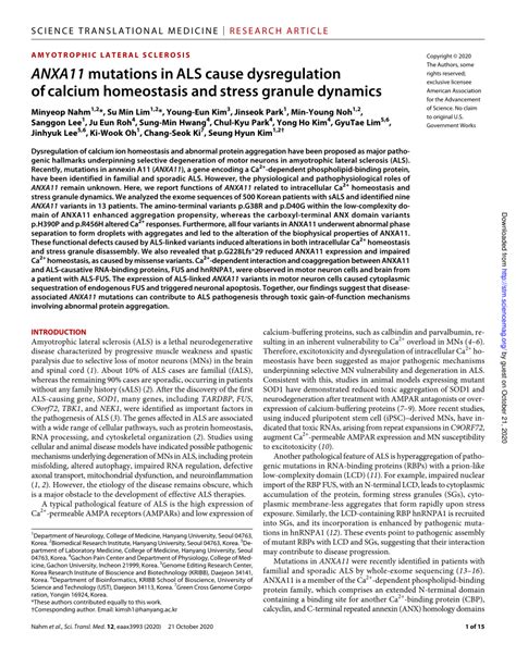 PDF ANXA11 Mutations In ALS Cause Dysregulation Of Calcium