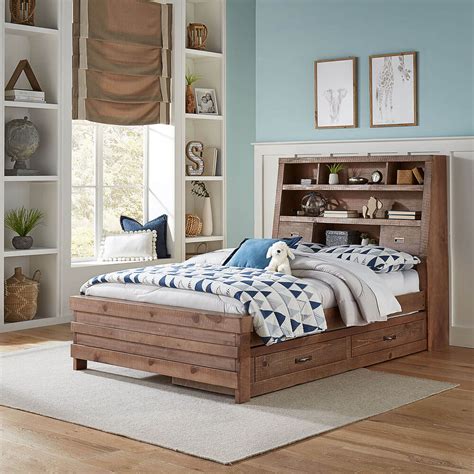 Rent To Own Oak Furniture West 4 Piece Montana Full Captains Bed With