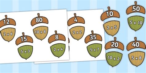 Multiplication X X X Acorn Matching Activity Multiply