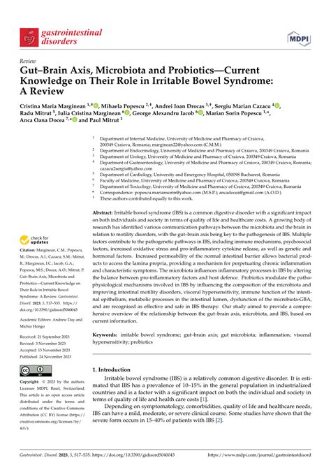 (PDF) Gut–Brain Axis, Microbiota and Probiotics—Current Knowledge on ...