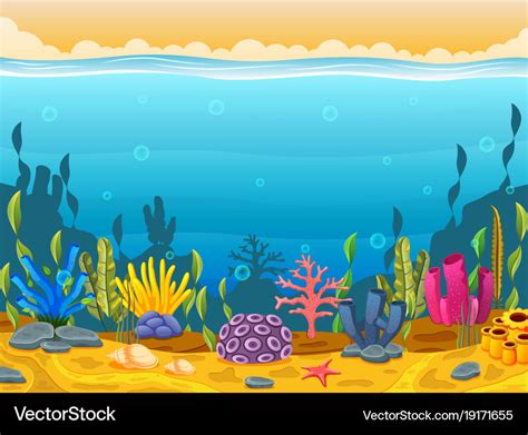 Underwater Scene With Tropical Coral Reef Vector Image