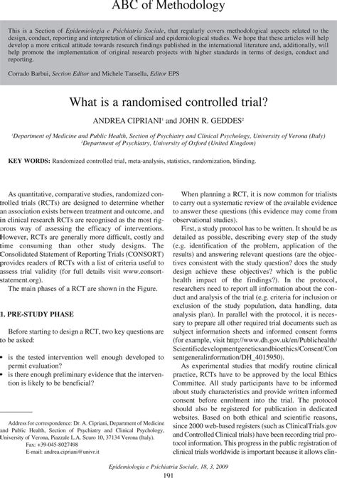 What Is A Randomised Controlled Trial Epidemiology And Psychiatric