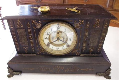 Ansonia Iron Mantle Clock With Striking Movement And Visible Escapement