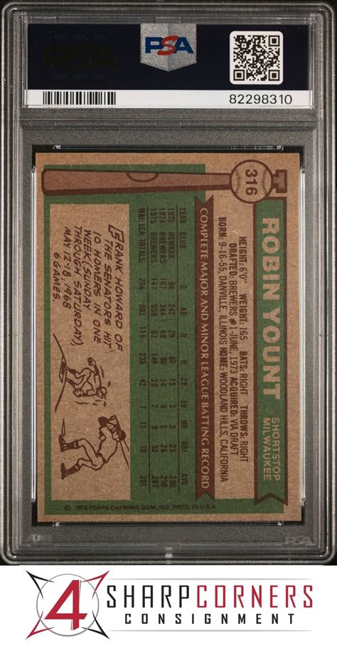 1976 TOPPS 316 ROBIN YOUNT BREWERS HOF PSA 8 B3993451 310 EBay