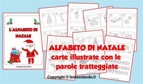 Alfabeto Di Natale Carte Illustrate Con Le Parole Tratteggiate