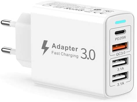 40W Caricatore USB C 4 Porte Caricatore USB Multiplo Con PD QC3 0