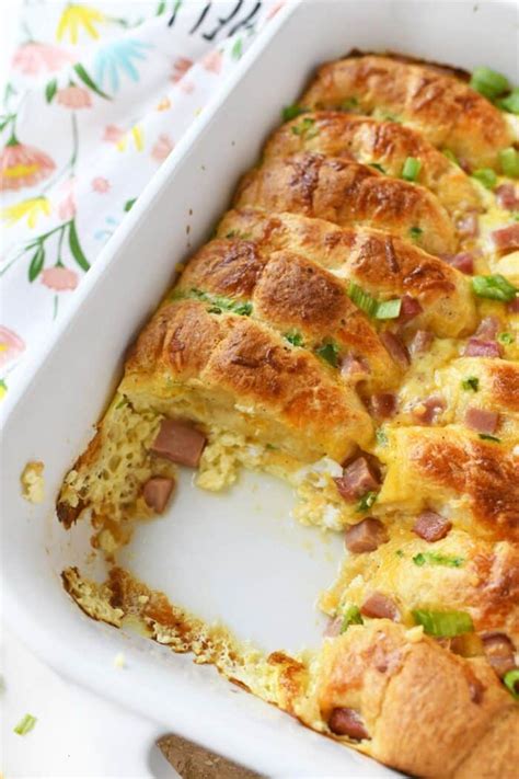 Ham Cheese Crescent Roll Breakfast Casserole Savvy Saving Couple