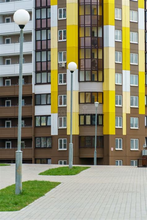 Modern Well Maintained Residential Area With Tall Multi Colored Houses