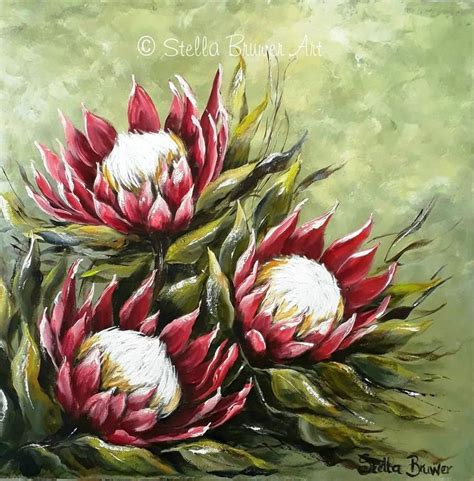 Pin By Marietjie On Proeteas In Flower Art Painting Protea Art