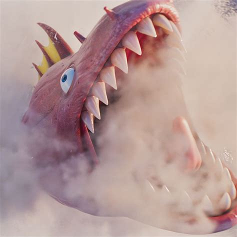 A Close Up Of A Dragon With Its Mouth Open And Teeth Out In The Air