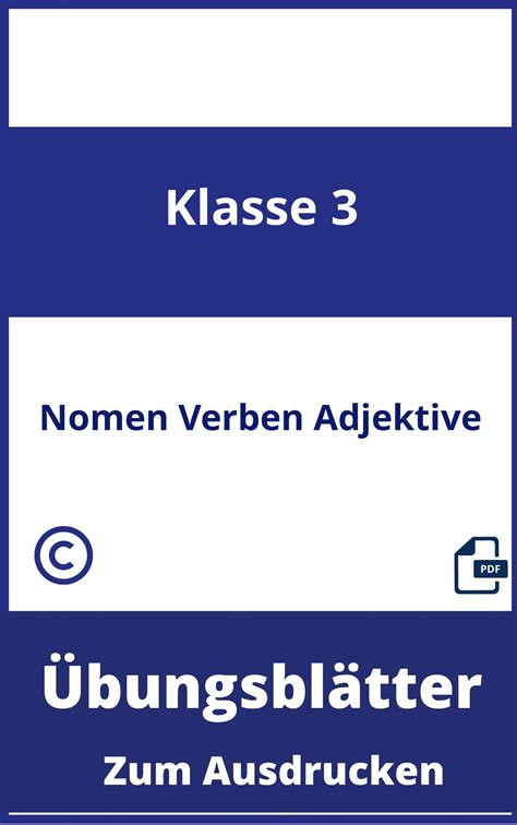 Übungsblätter Nomen Verben Adjektive 3 Klasse