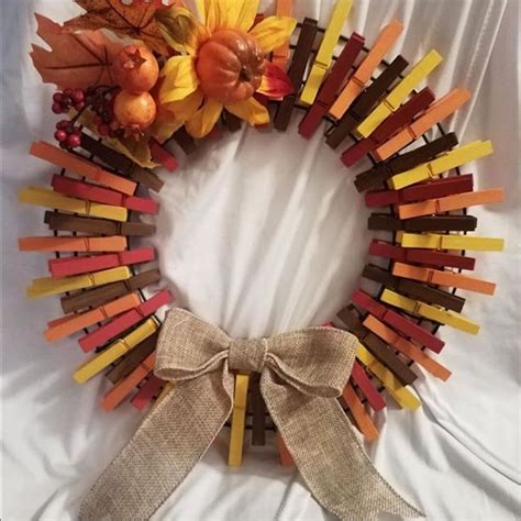 10 Beautiful Clothespin Wreaths For Fall The Wonder Cottage Clothes Pin Wreath Diy Fall