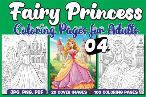 Fairy Princess Adults Coloring Pages Kdp Graphic By Fun Art · Creative Fabrica