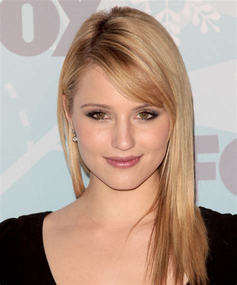 Dianna Agron Long Straight Light Blonde And Brunette Two Tone Hairstyle