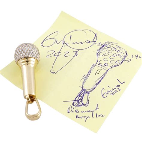 14k Gold Diamond Microphone Pendant Grimal Jewelry