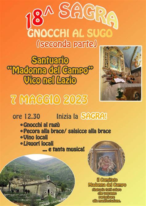 VICO NEL LAZIO 18esima Sagra Degli Gnocchi Domenica 7 Maggio Il