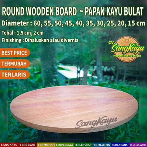 Jual Round Wood Kayu Bulat Cm Nampan Talenan Papan Kayu Daun Meja