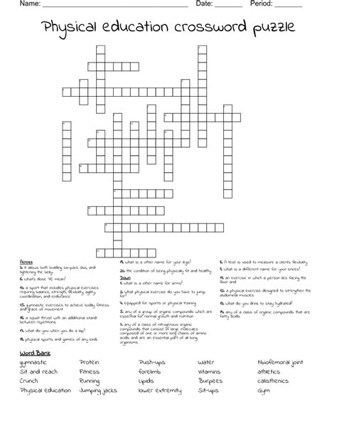 Physical Education Crossword Puzzles