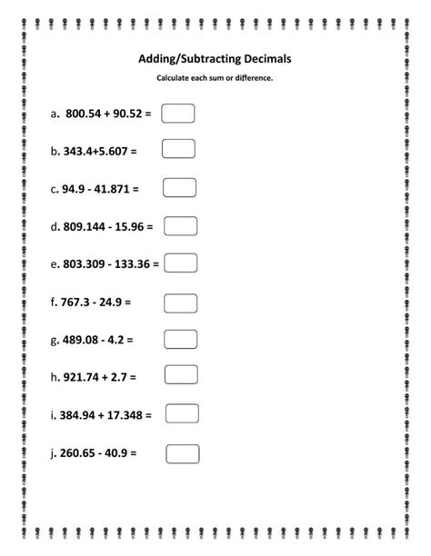 Adding And Subtracting Decimals Worksheets Pdf Printable Worksheets