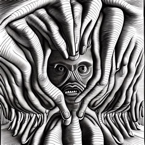 First Person Perspective Grotesque Artwork In Style Of Basil Wolverton