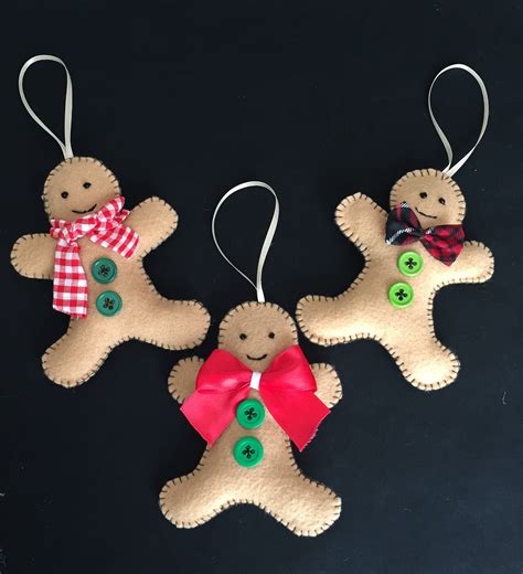 set of 3 gingerbread man ornaments Christmas decorations | Etsy