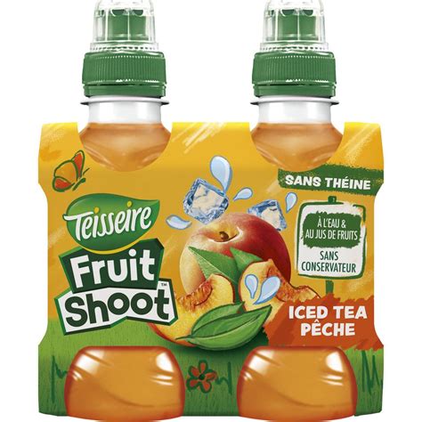 TEISSEIRE Fruit shoot boisson iced tea pêche bouteilles 4x20cl pas cher