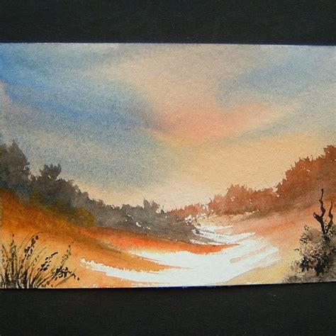 Aceo Sfa Original Art Watercolour Painting Land Folksy