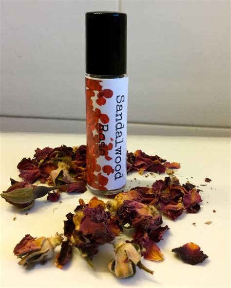 Sandalwood Rose Perfume Oil Roll On W Real Rose Petals And Etsy