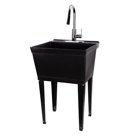 19 Gallon Black Utility Sink With High Arc Pull Down Chrome Kitchen