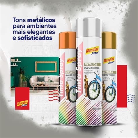 Tinta Spray Metálica Alumínio 400ml Mundial Prime