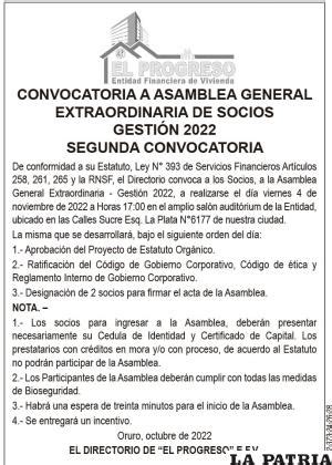 El Proceso Entidad Financiera De Vivienda Convocatoria A Asamblea