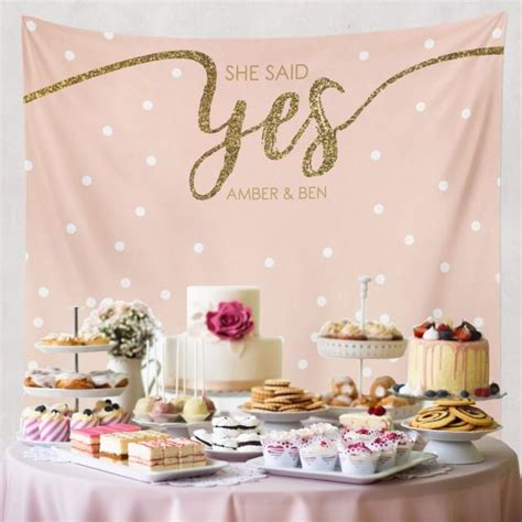 Engagement Tapestry Dessert Table Decor Photo Booth Prop Wall