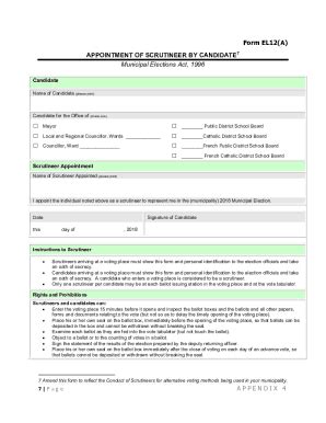 Fillable Online Form EL12A APPOINTMENT OF SCRUTINEER BY Fax Email