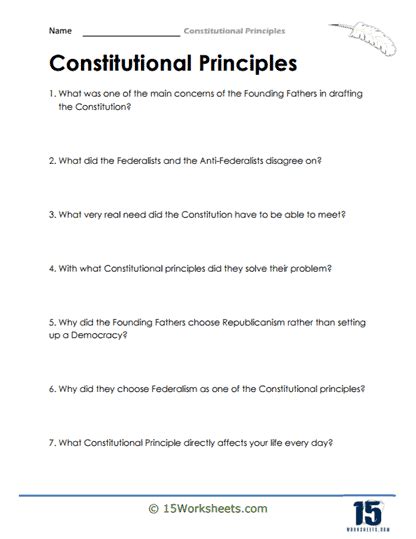 Constitutional Principles Worksheets 15