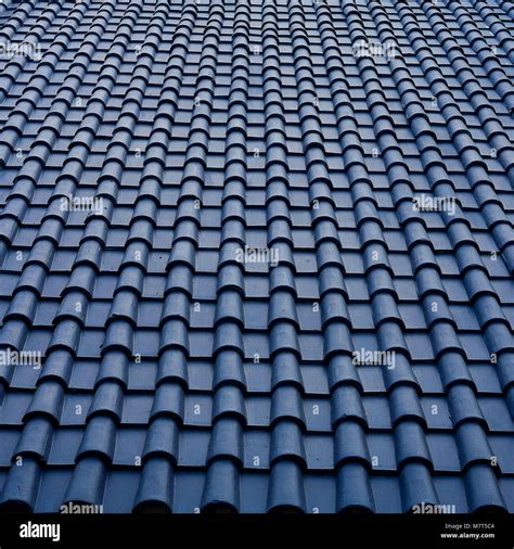 Blue Ceramic Roof Tiles For Exterior Decoration Design Stock Photo Alamy