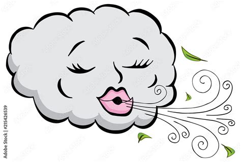 Girl Cloud Blowing Wind Cartoon Stock Vector Adobe Stock