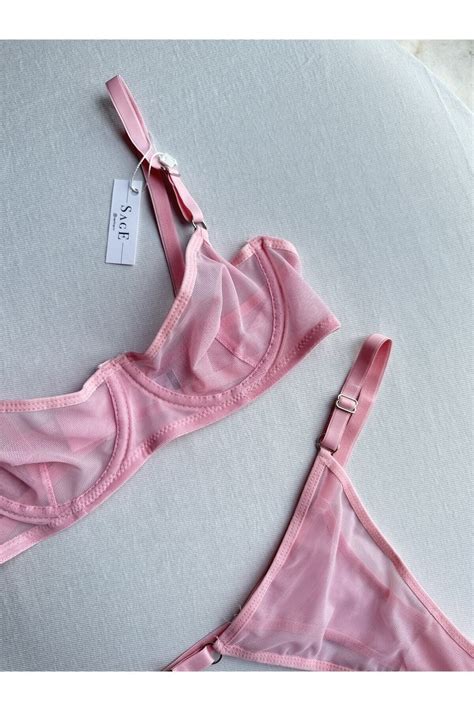 Sage Lingerie Pembe Tül Balenli Sütyen Takımı Fiyatı Yorumları Trendyol