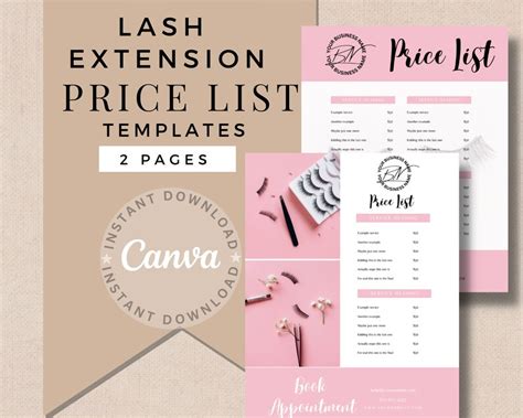 Editable Price List Template Spa Salon Price Guide Social Etsy Uk