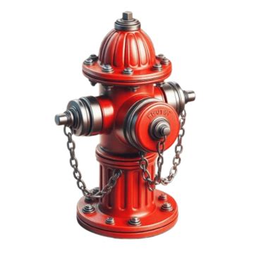 Red Fire Hydrant With Safety Chains Isolated On White Background Red