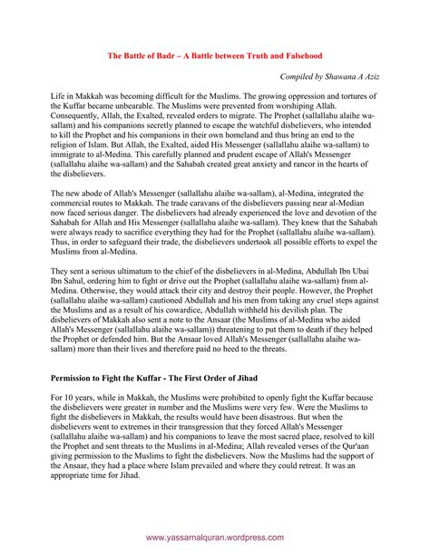 Battle of Badr: History and Lessons | PDF