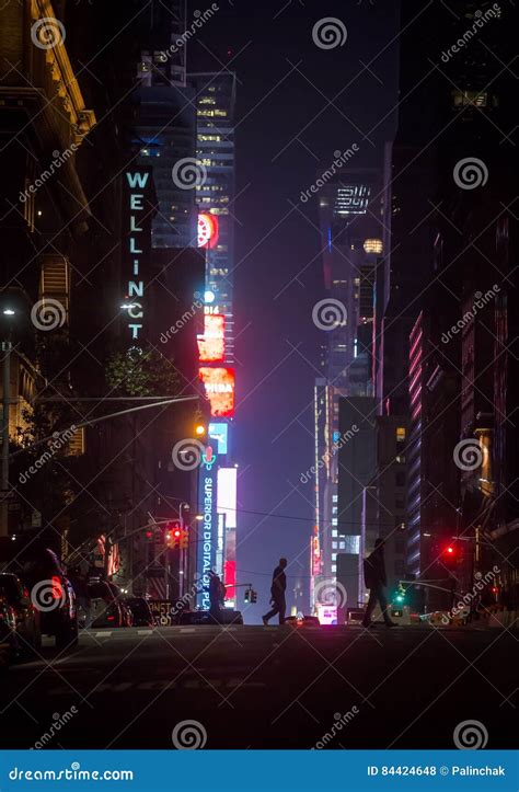 New York City Streets At Night Editorial Stock Photo Image Of