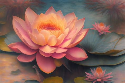 Une Peinture D Une Fleur De Lotus Rose Photo Gratuite